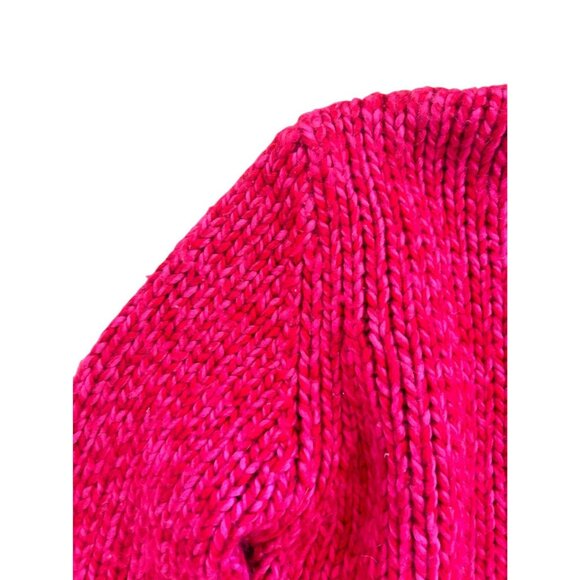 Crossroads Chunky Knit Sweater Barbie Pink Wool Blend Boho Hipster Size Large - Picture 9 of 15